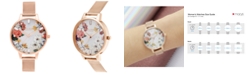 Olivia Burton Women's Sparkle Floral Rose Gold-Tone Mesh Bracelet Watch 34mm